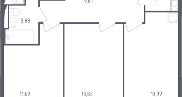 2-к. квартира, 54&nbsp;м²