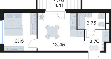 1-к. квартира, 32&nbsp;м²