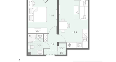 1-к. квартира, 35 м²
