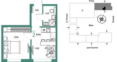 2-к. квартира, 30 м²
