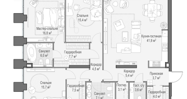 3-к. квартира, 143 м²