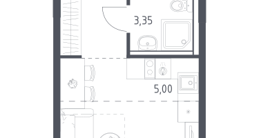 1-к. квартира, 22&nbsp;м²