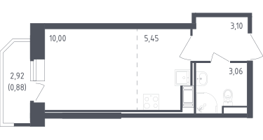 Студия, 22&nbsp;м²