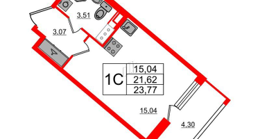 Студия, 21&nbsp;м²