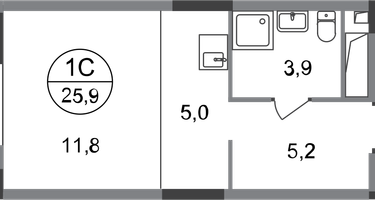 Студия, 25 м²