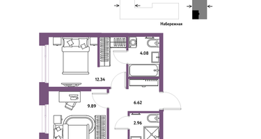 3-к. квартира, 54 м²