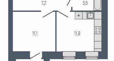 1-к. квартира, 36 м²