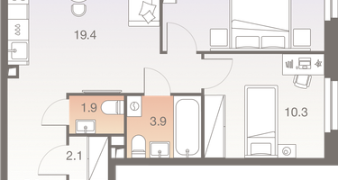 3-к. квартира, 57&nbsp;м²