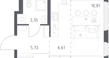 Студия, 26&nbsp;м²