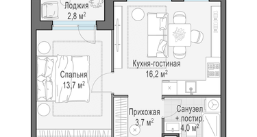 2-к. квартира, 37 м²