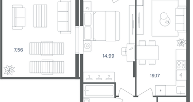 2-к. квартира, 55 м²