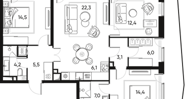 4-к. квартира, 96&nbsp;м²