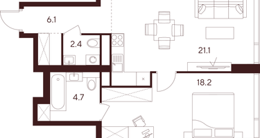 Студия, 52&nbsp;м²