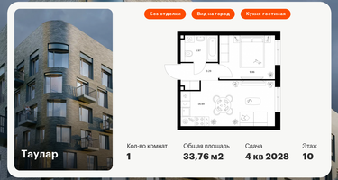 1-к. квартира, 33&nbsp;м²