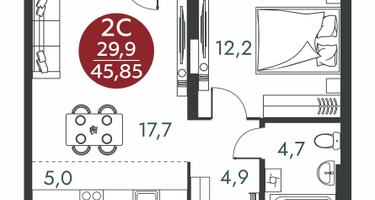 Студия, 45&nbsp;м²