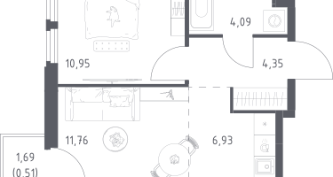 Студия, 38&nbsp;м²