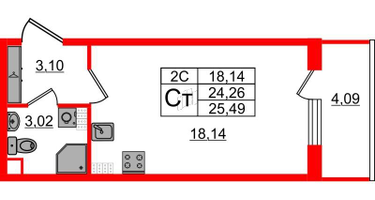 Студия, 23 м²