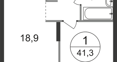 1-к. квартира, 41 м²