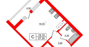 Студия, 27&nbsp;м²