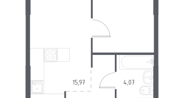 1-к. квартира, 34&nbsp;м²