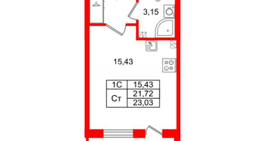Студия, 21 м²