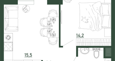 1-к. квартира, 39 м²