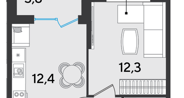 1-к. квартира, 37&nbsp;м²