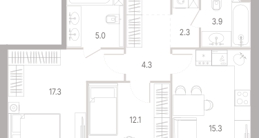 2-к. квартира, 63&nbsp;м²
