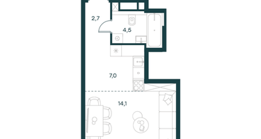 1-к. квартира, 28&nbsp;м²