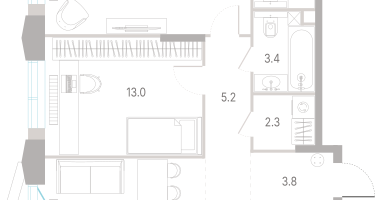2-к. квартира, 68&nbsp;м²