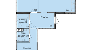 2-к. квартира, 64&nbsp;м²