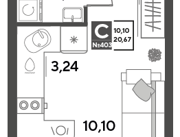 Студия, 20&nbsp;м²