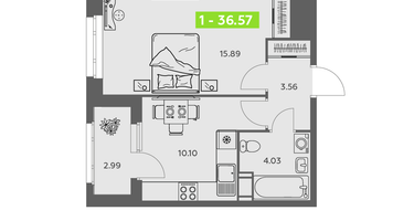 1-к. квартира, 36 м²