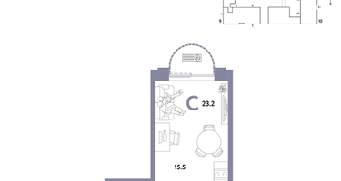 1-к. квартира, 23 м²
