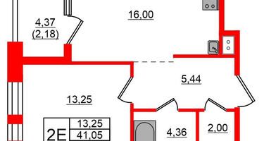 1-к. квартира, 43&nbsp;м²