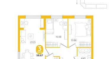 3-к. квартира, 58&nbsp;м²