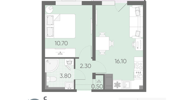 1-к. квартира, 34 м²