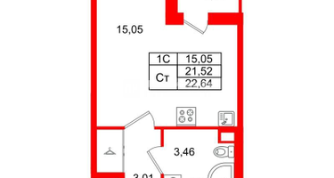 Студия, 21 м²