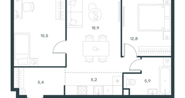 3-к. квартира, 63&nbsp;м²