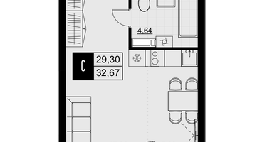 Студия, 30&nbsp;м²