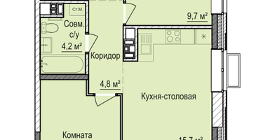 2-к. квартира, 54&nbsp;м²