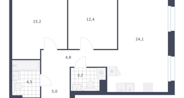 2-к. квартира, 69 м²