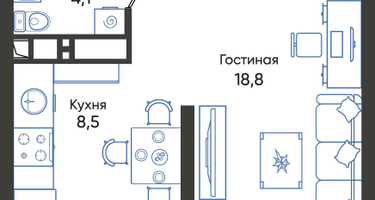 Студия, 32&nbsp;м²