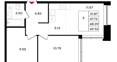 3-к. квартира, 48&nbsp;м²