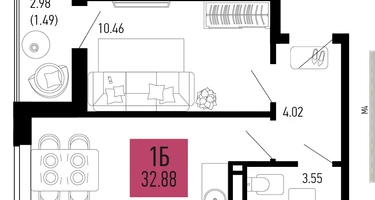 1-к. квартира, 32&nbsp;м²