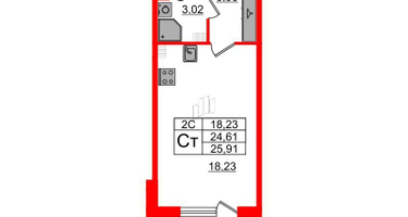 Студия, 24 м²