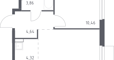 Студия, 38&nbsp;м²