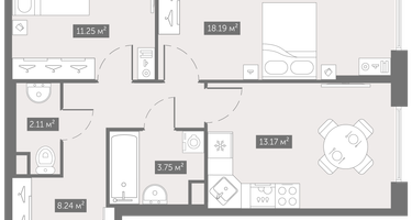 2-к. квартира, 56&nbsp;м²