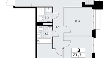 3-к. квартира, 77 м²
