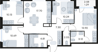 4-к. квартира, 81&nbsp;м²